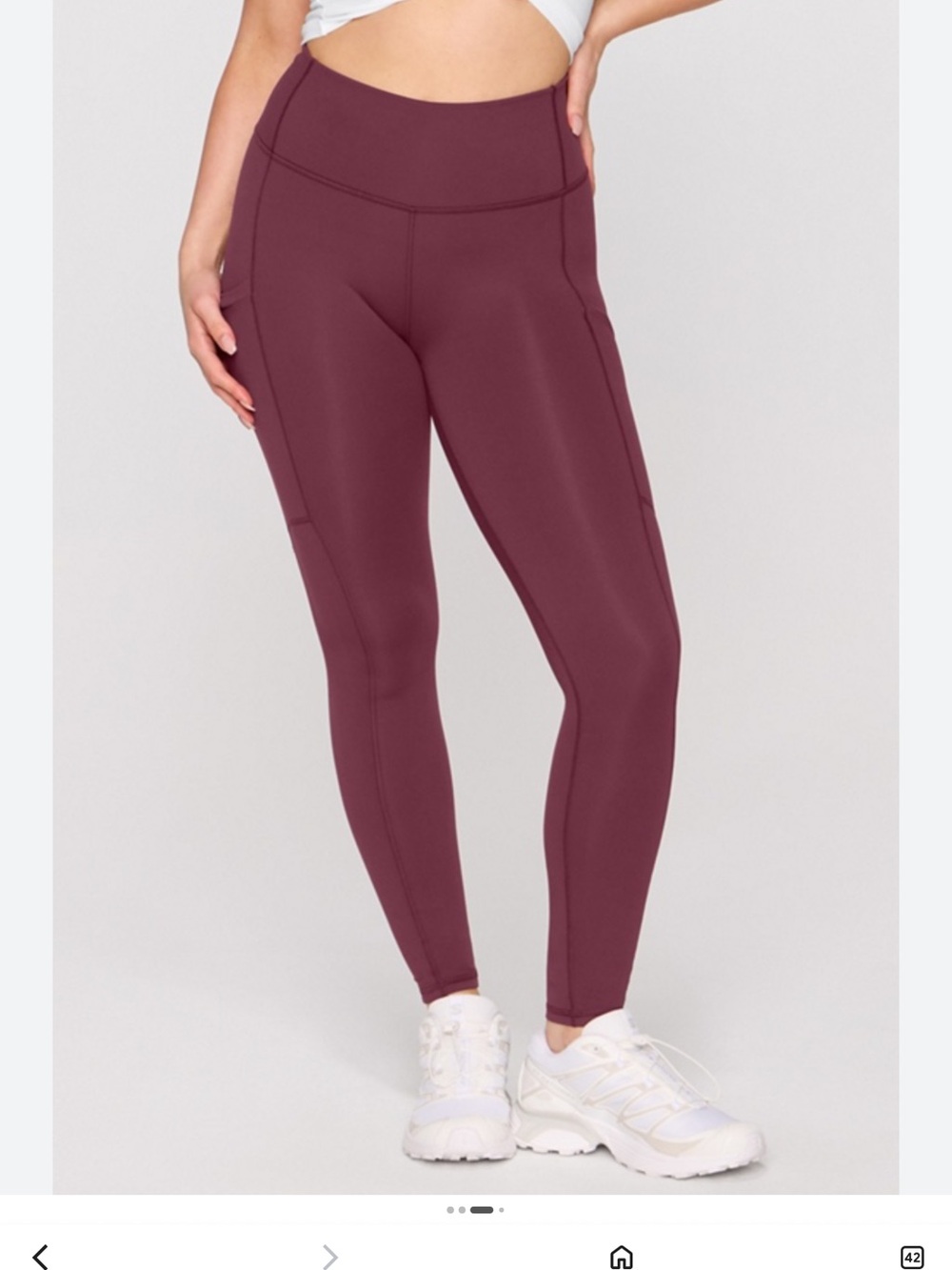 Fabletics Powerhold High-Waist Pocket Leggings Burgundy Women NWOT XS yoga hike